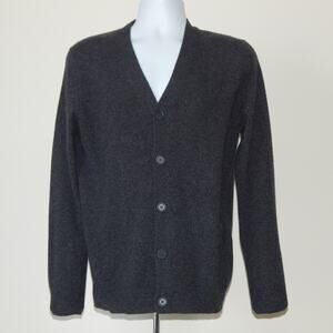 NWT Club Room Luxury 2-Ply Cashmere Button Front Cardigan Jacket DK Charcoal SML